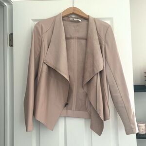 BB Dakota Faux Leather Moto Jacket with Asymmetrical Zip, Size Small Pink